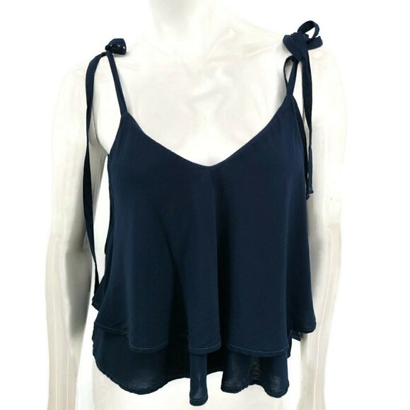 New Blue Life Blue Rayon Crop Cami Tank Top S - Picture 1 of 5